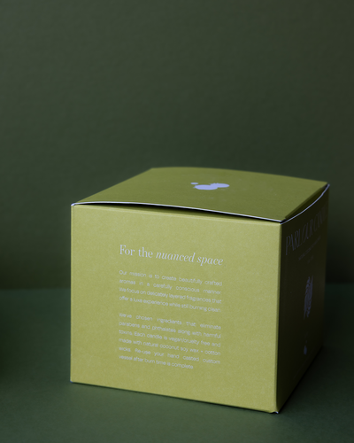 Parlour Candle is a handcrafted candle and home decor line created in a 100-year-old studio space. Project showcase featuring refreshed box packaging design and color & icon development for the scent collection – Compote and Verte.