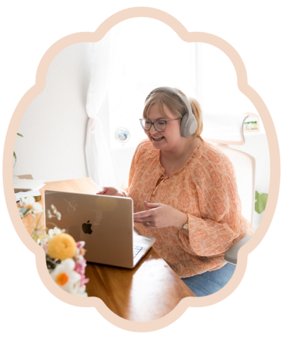 GIrl wearing headphones on video call