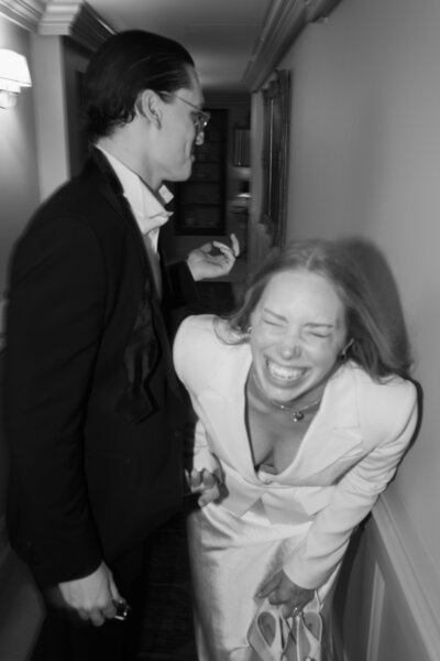 Direct flash couple portrait at London elopement