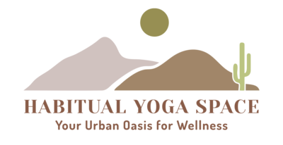 Text "Habitual Yoga Space" under a simple moon icon