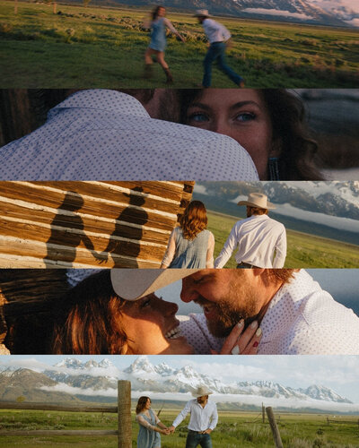 film still of engagement session in Grand Teton National park 