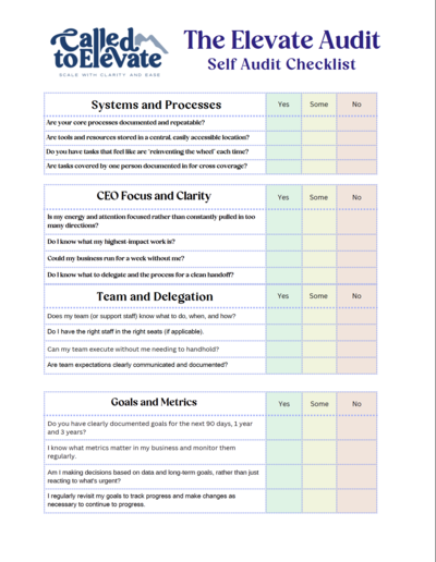 Checklist document with the title "The Elevate Audit"