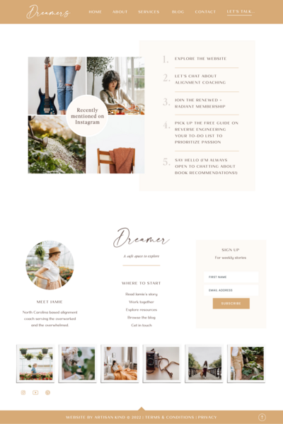 Dreamers Showit Template Links