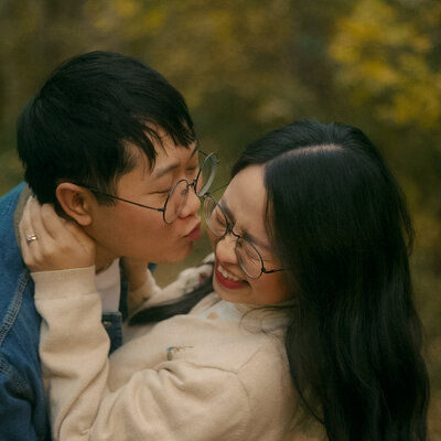 A photo of a sweet couple having fun.