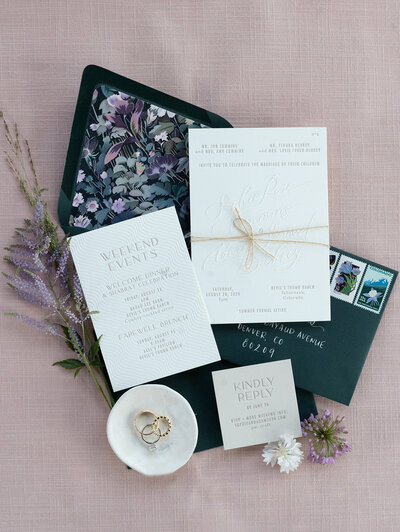 invitation details from a Colorado summer wedding 