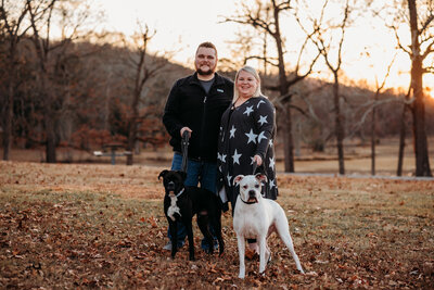 High School Senior, Couples, and Family Photographer enjoying the outdoors with her spouse and two dogs during their own family session in Hixson, TN
