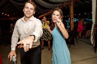 Guests enjoying the music at a wedding reception