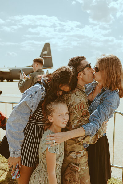 Emotional military homecoming on the flight line at Dyess Air Force Base in Abilene, TX