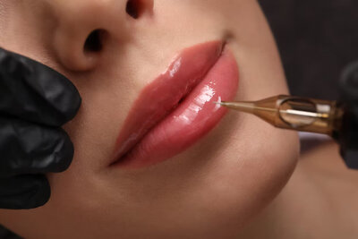 detail permanentního make upu rtů