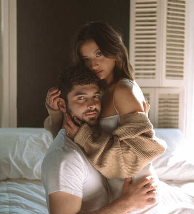 Cozy couple on a bed