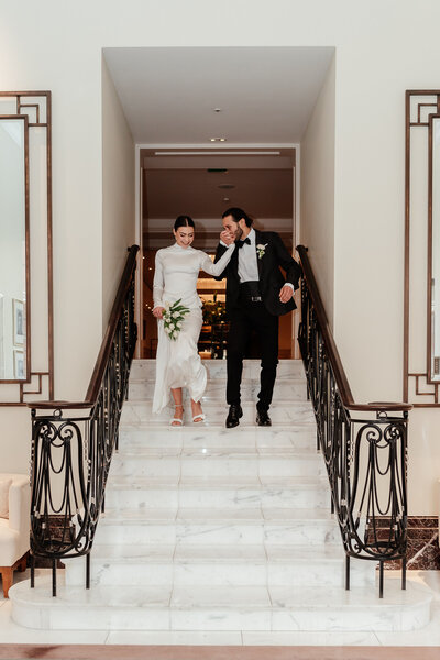 London luxury wedding venue and stylish couple