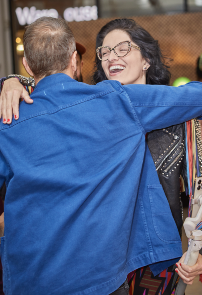 Friends embrace