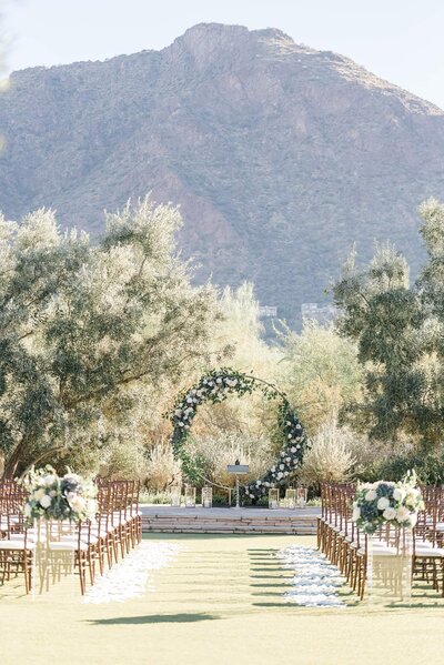 Ceremony area at El Chorro Wedding Venue Event Lawn