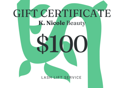 gift certificate for lash lift service
