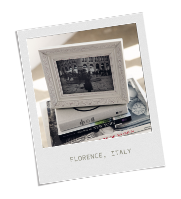 A photo of Florence, Italy in a frame
