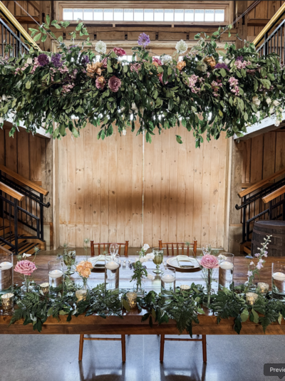 wedding party table florals