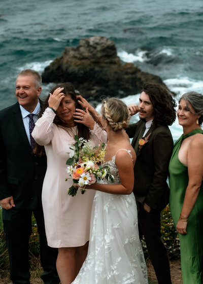 Family wedding portrait at Carmel by the Sea in Big Sur, California