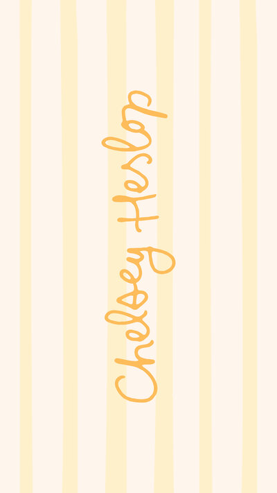 Chelsey Heslop yellow logo on a pale yellow striped background