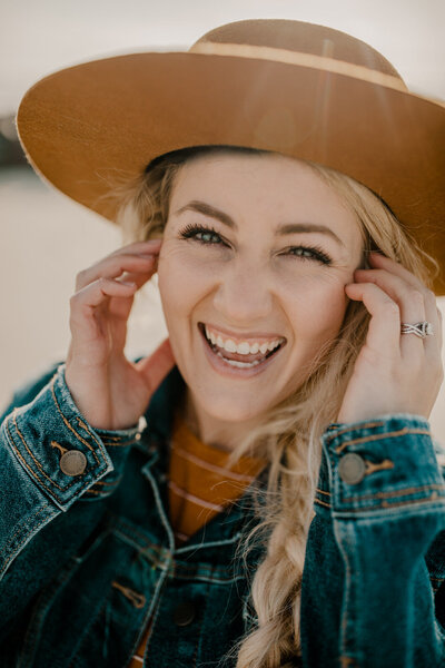 woman smiling and laughing