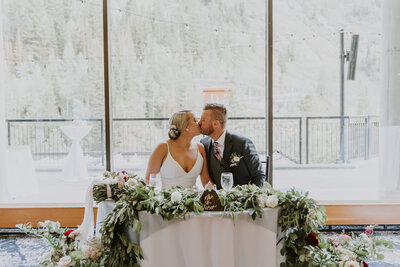 bride and groom head table