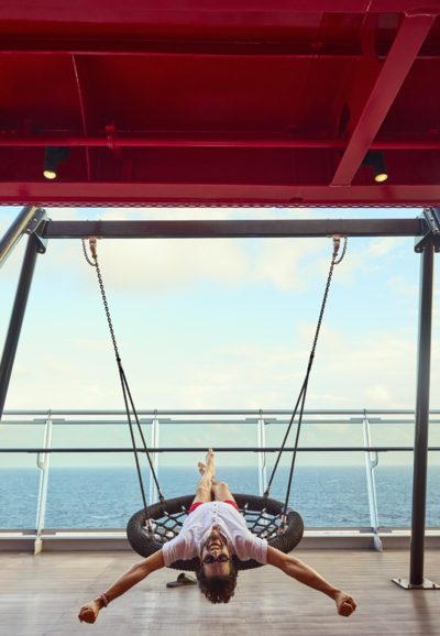 Swinging on Virgin Voyage cruiseship