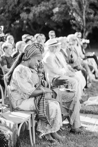 a mother of the bride wipes away her tears at her daughters Cavaignac Estate Wedding