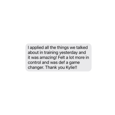 text bubble review for training with kylie