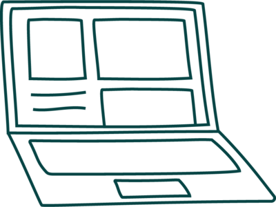 Teal illustration of laptop