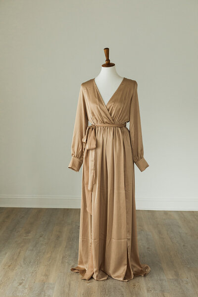 Tan Brown silk dress with long loose sleeves from Baltic Born