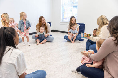Women and babies on a play date