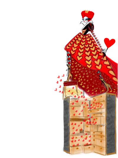 queen of hearts goyard fashion illustration notecards