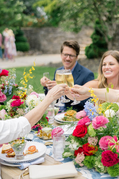 Wedding reception with large floral installation