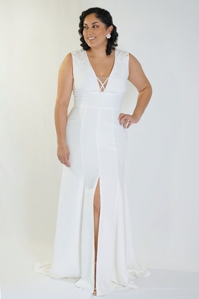 plus size a line wedding dress designer - edith elan