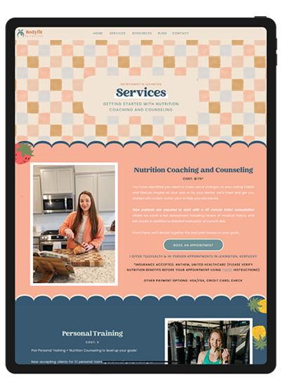 Visual representation of a website design focused on service features, highlighting usability and aesthetic appeal.