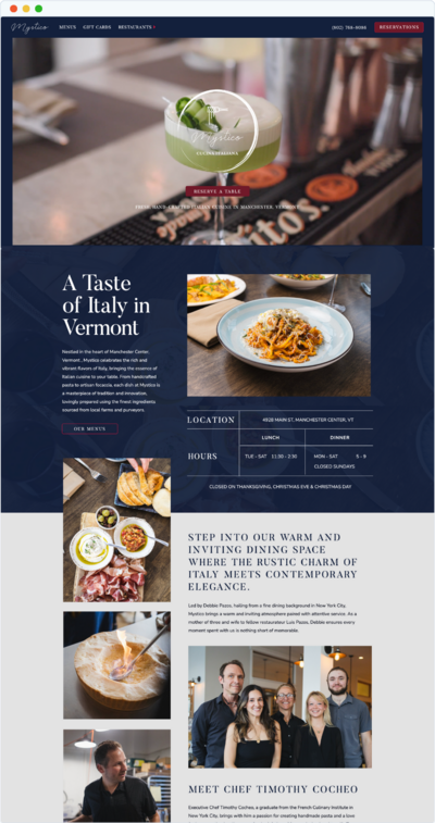 New England Restaurant Website Designer