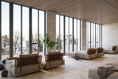 Visualisiererung des Ruhebereichs im SPA Bereich des the shore club.