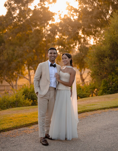 bride and groom embracing