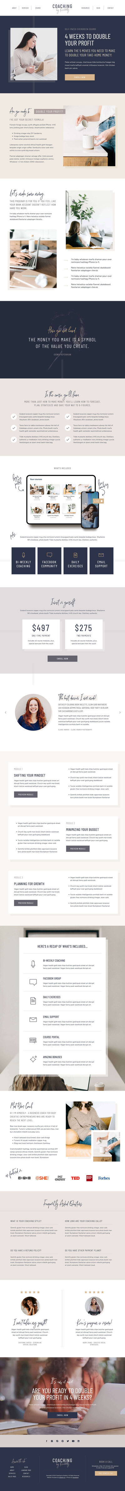 kimberly showit website template homepage design for coachhes and course creators