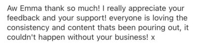 Screenshot of a positive testimonial from a client, "The content is nuanced and thought-provoking."