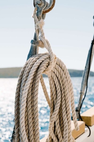 Rope tied up on a ship