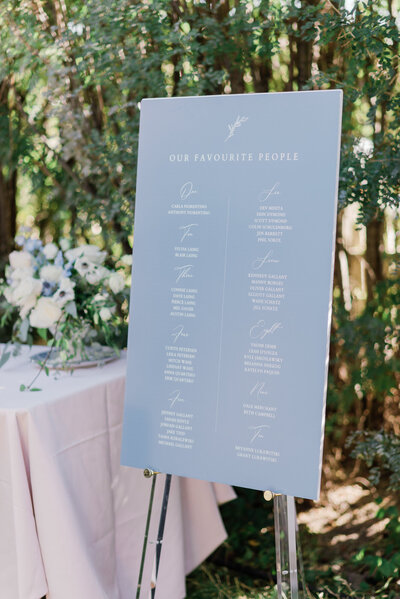 Gardenesque fine art wedding with blue seating chart on the Bronte Bride Blog.