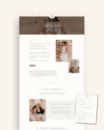 Showit Klantenpagina voor fotoshoots