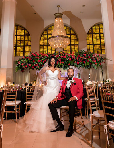 Black wedding couple at southern exchange ballrooms photo take by Bonnie Blu Studios