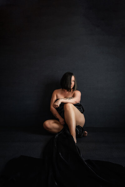 black satin sheet empowering portraits