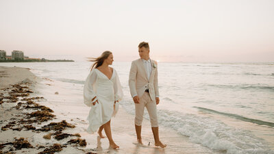 This Playa Del Carmen Wedding Video Couple Walks Along The Beach