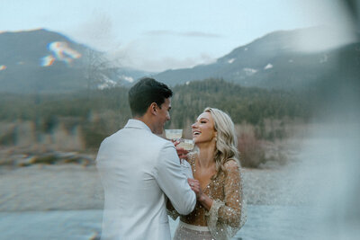 couple getting eloped near mountain