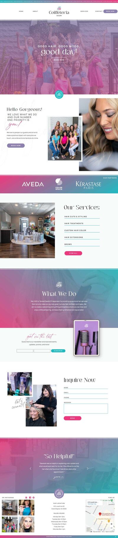 Experience the essence of Marielle's salon from the moment you land on her full website homepage. Designed to captivate by a Showit Web Design expert, this layout exudes sophistication and charm.