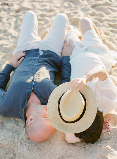 couple on the beach for their engagement shoot