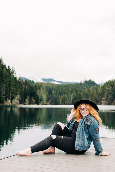 Female outdoor senior portraits in the Olympic Mountains in washington