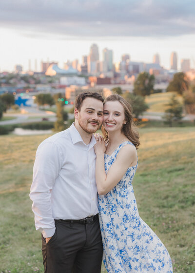 Scout Statue, KC Skyline, Sunset, Engagement Photography